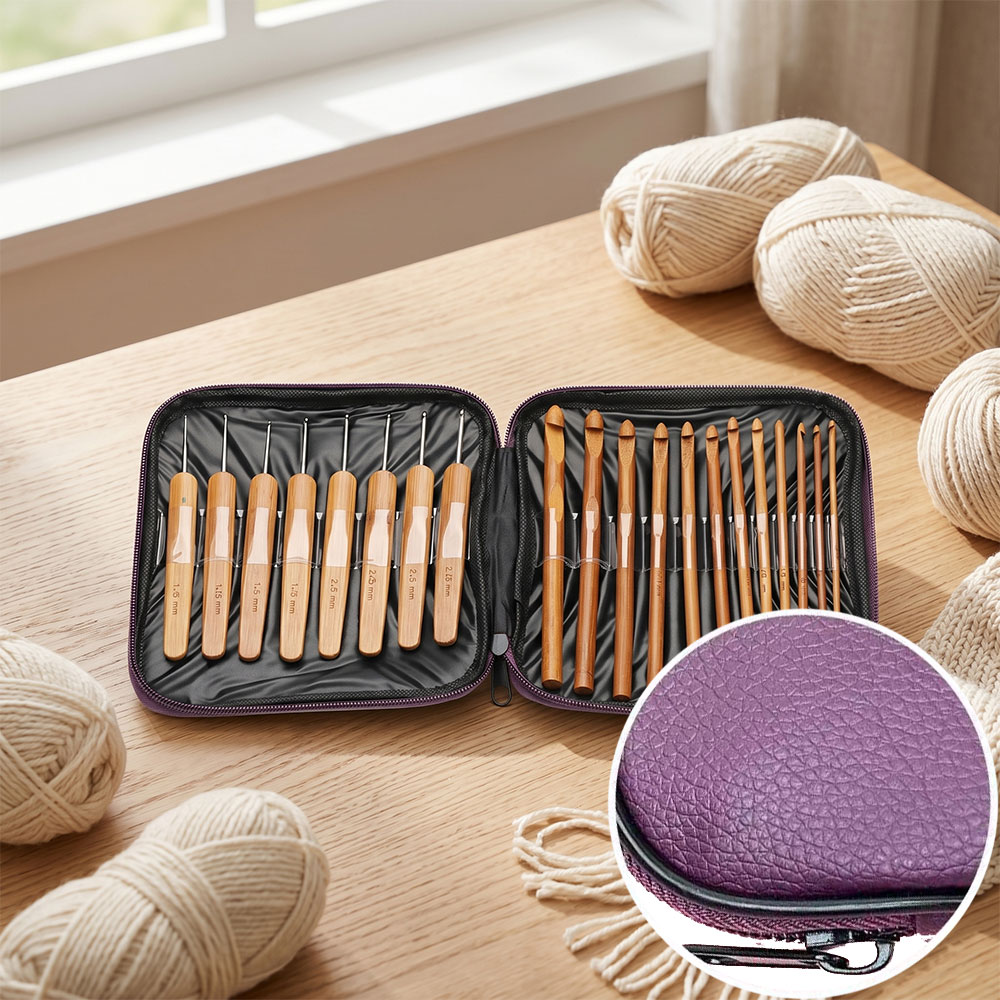 74pcs Bamboo Crochet Hooks Set - Tool Set ulasan dan harga