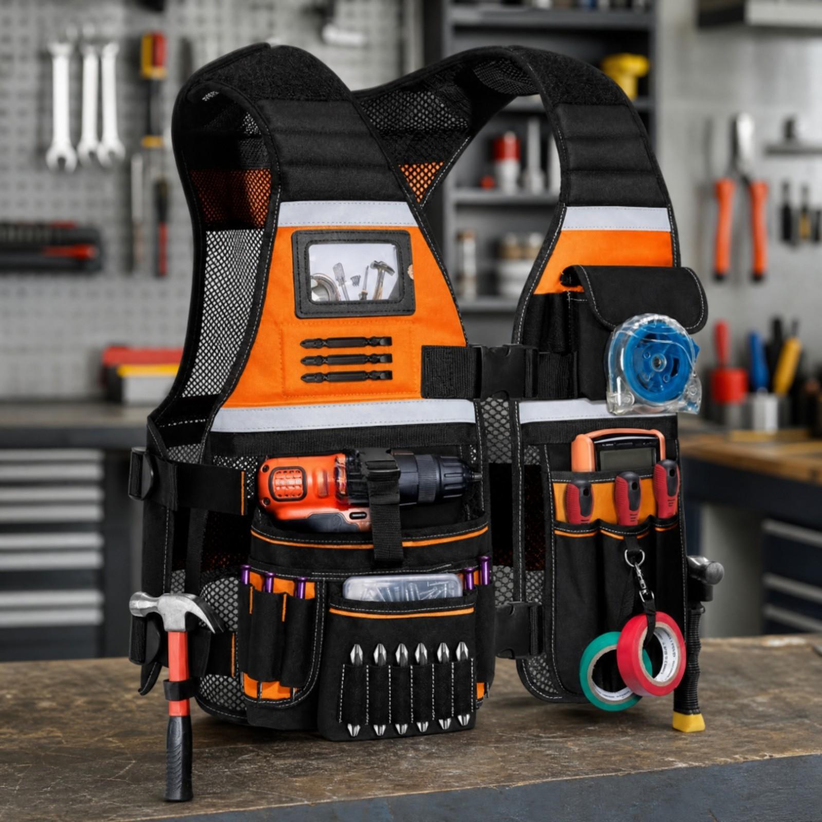 Multi-Use Tool Vest Heavy Duty - Hand Tools In Workshop ulasan dan harga