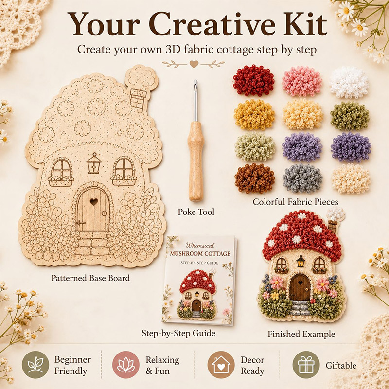 3D Mushroom House Poke Art DIY - Tool Set ulasan dan harga