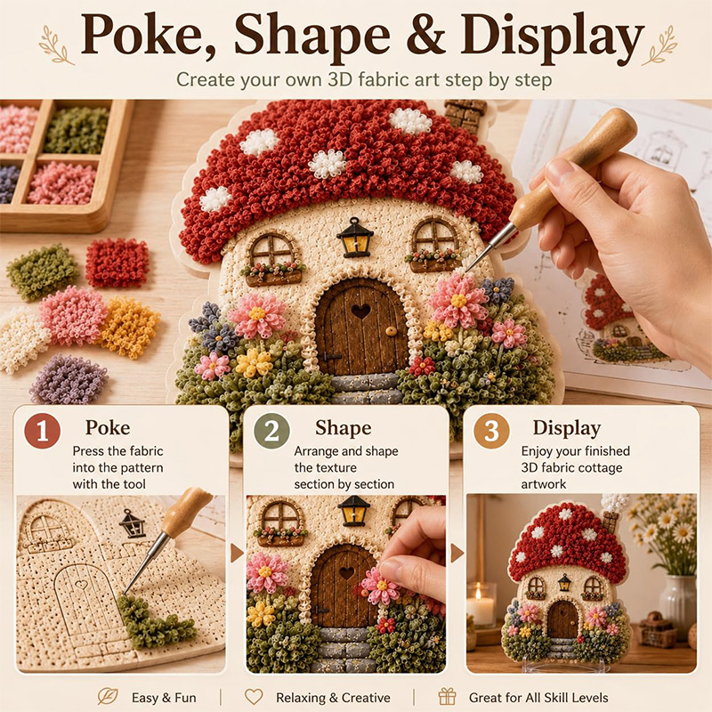3D Mushroom House Poke Art DIY - Tool Set ulasan dan harga